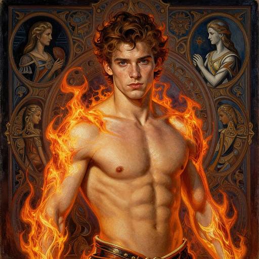 Gigachad Fire God Fantasy Portrait
