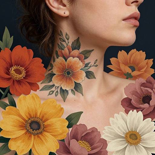 Floral Tattooed Woman Portrait