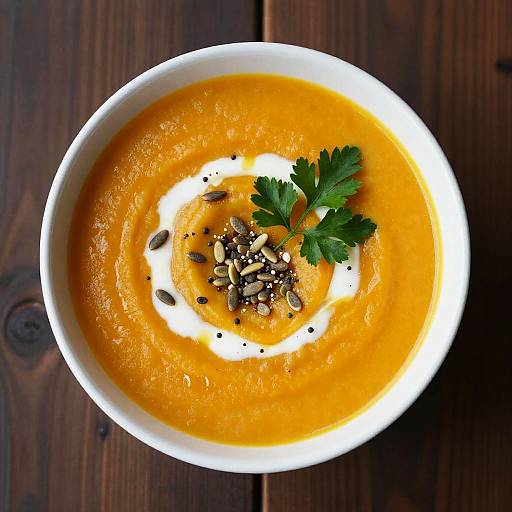 Top-Down Creamy Pumpkin Soup Photo