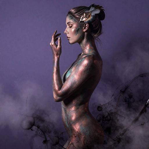 Verdigris Rose-Gold Ethereal Muse Portrait