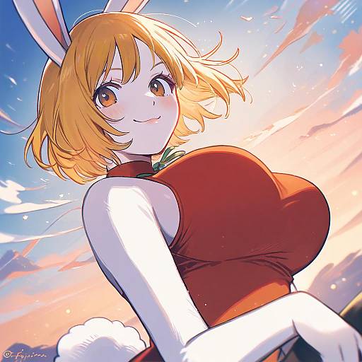 Illustration of Carrot (one piece), one piece in the style of Fuji fujino