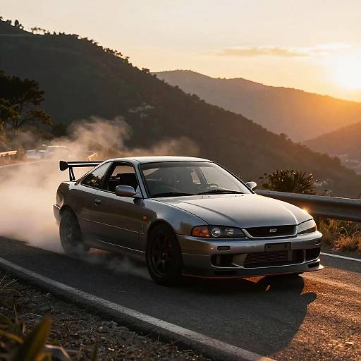 Hyper-Realistic Car Drifting at Sunset