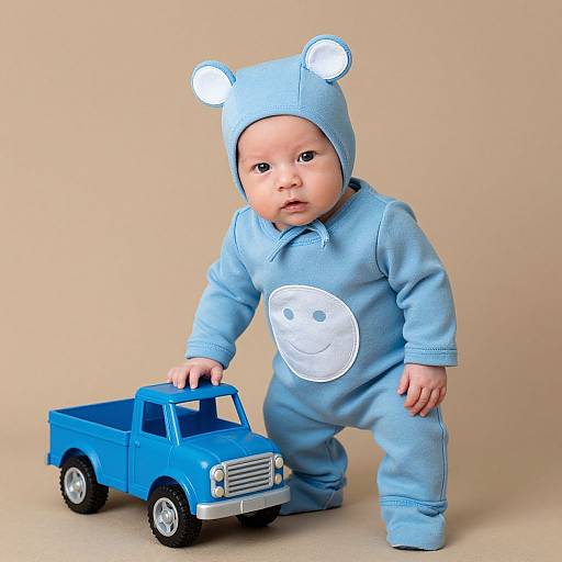 Newborn in Little Blue Truck Costume
