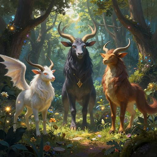 Fantasy Scene with Mythical Creatures