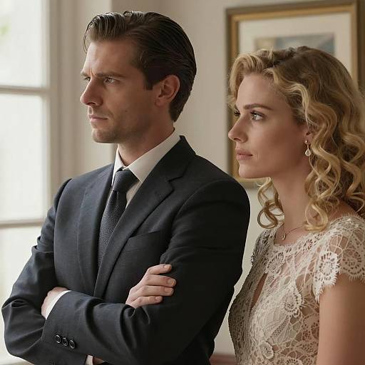 Elegant Profile of Couple in Formal Attire