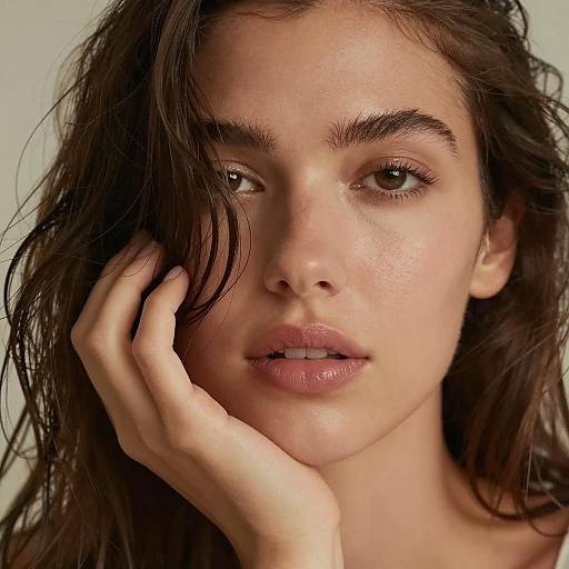 Close-Up Portrait of a Woman with Hair
