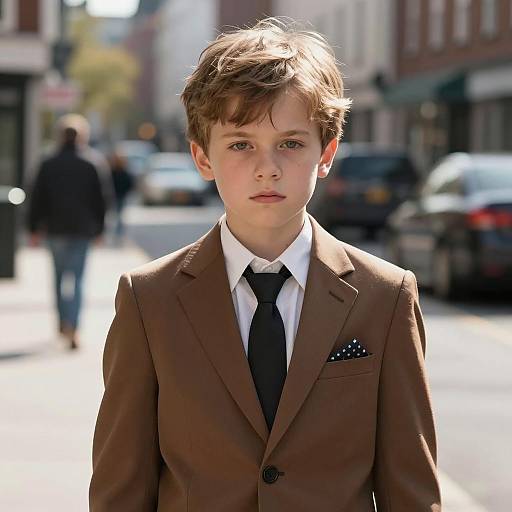 Child Model in Urban Setting with Suit