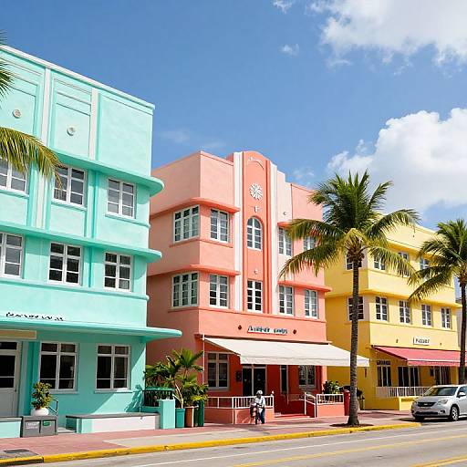 Vibrant Art Deco Miami Beach Scene