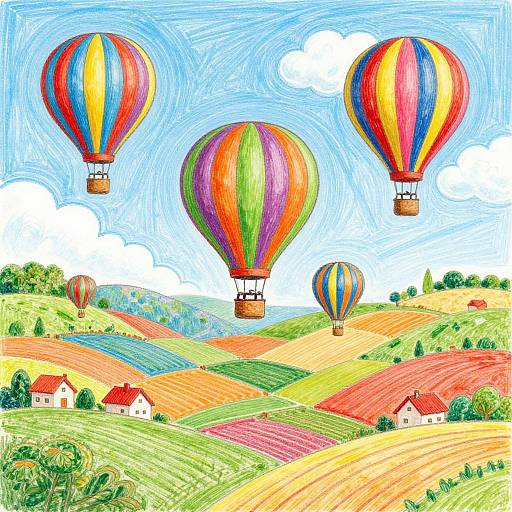 Colorful Crayon Hot Air Balloons