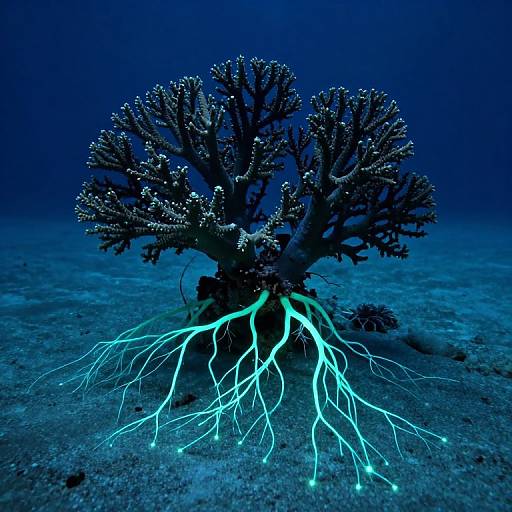 Bioluminescent Coral Trees in Desert
