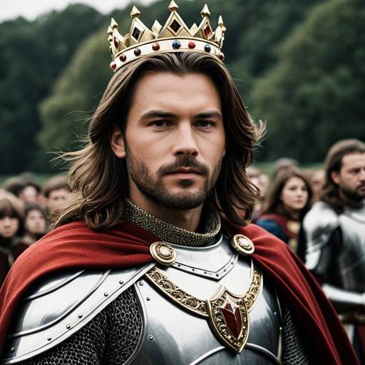Medieval King in Armor with Crown