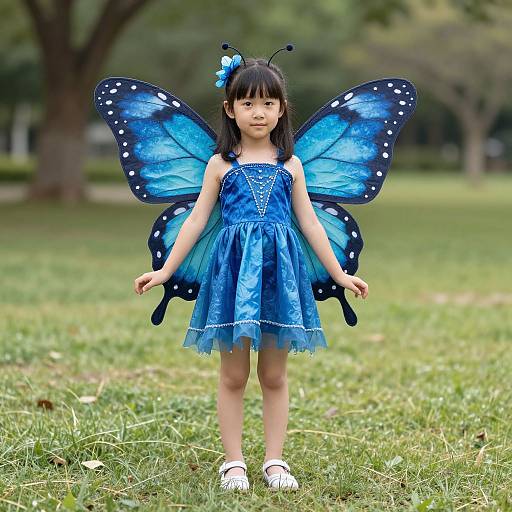 Blue Butterfly Costume in Park