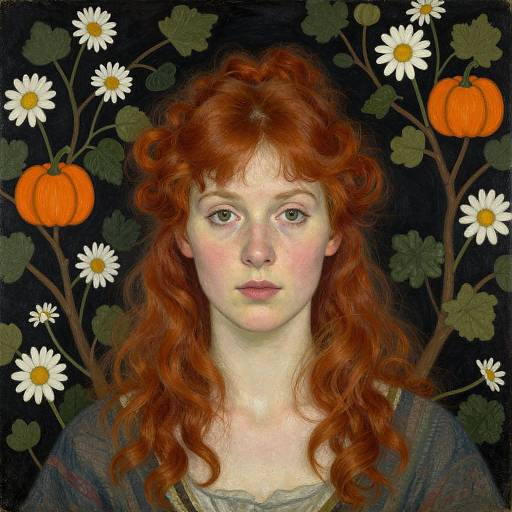 Red-Haired Woman with Floral Rustic Charm