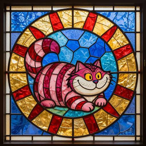 Cheshire Cat Stained Glass Art