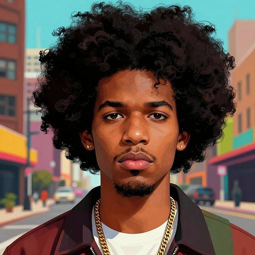 Boondocks Afro Portrait in Vivid Streetwear