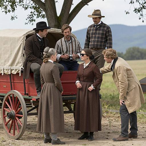 19th Century Wagon Scene with People