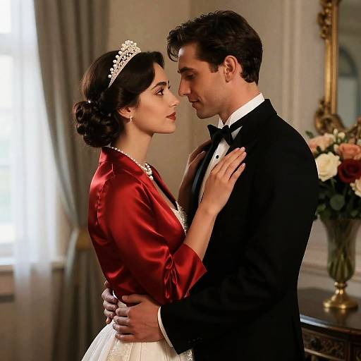 Elegant Couple in Intimate Embrace