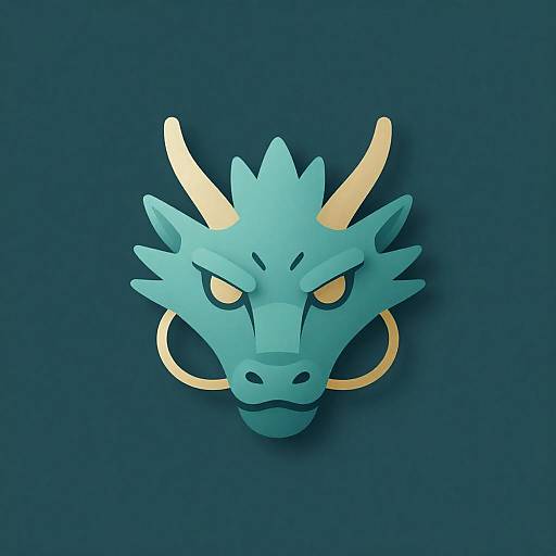 Iridescent Teal Dragon Minimalist Logo