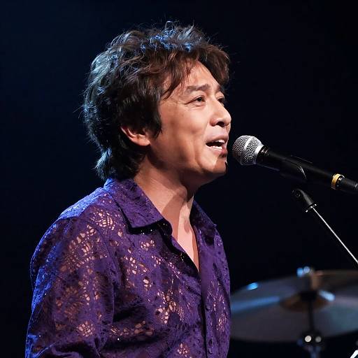 Intense Musician in Blue Stage Light