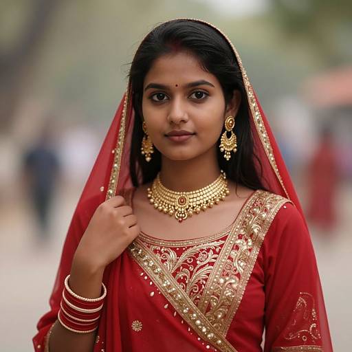 Realistic Indian Woman in National Costume