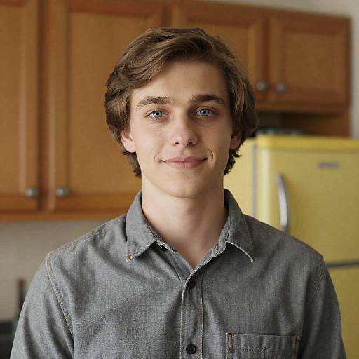 Young Man Portrait in Cozy Kitchen