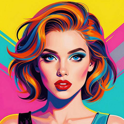 Vibrant Pop Art Woman Portrait