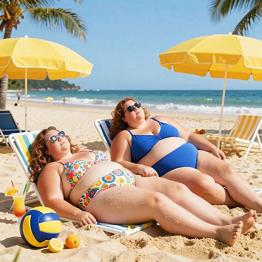 Surreal Plus-Size Beach Volleyball Duo
