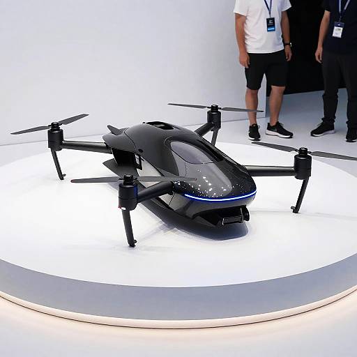 Futuristic Black Drone Car Showcase