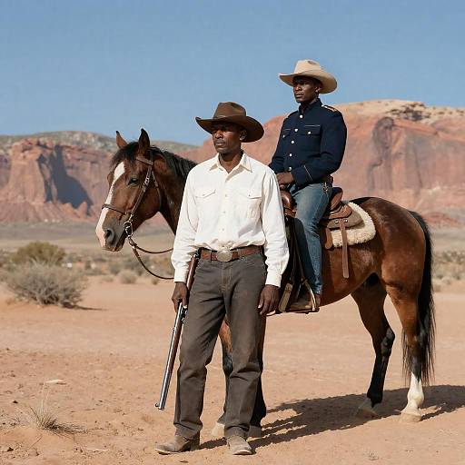 African American Cowboys in Desert Landscape
