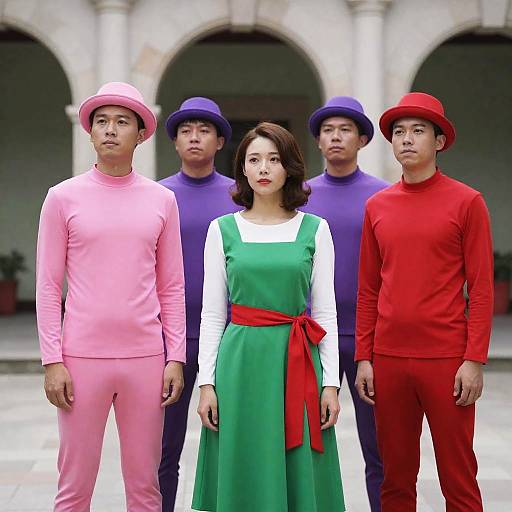 Vibrant Outdoor Ensemble in Costumes