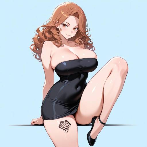 Playful Curvy Woman in Strapless Dress Playful Curvy Woman in Strapless Dress
