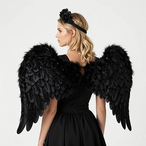 Blonde Woman with Wings and Floral Headband