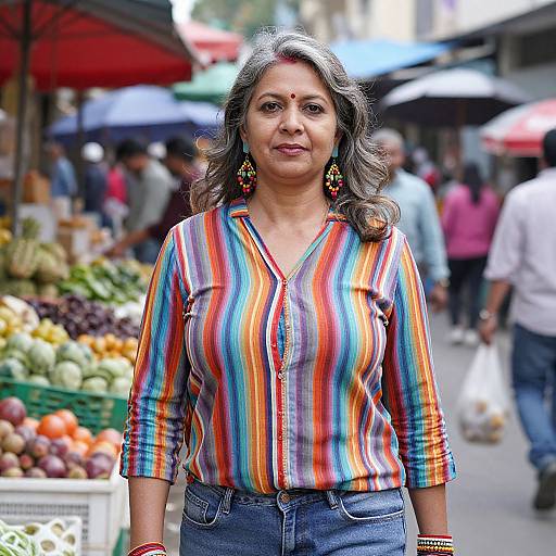 Confident Middle-Aged Woman at Market