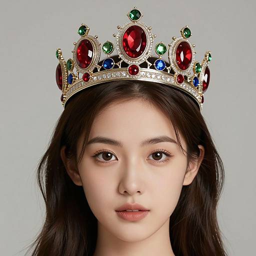 Elegant Young Woman with Ornate Crown