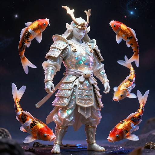 Celestial Koi Guardian in Nacreous Samurai Armor