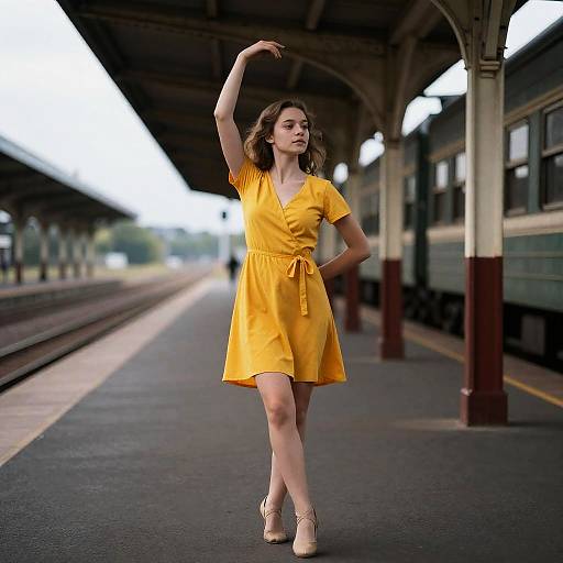 Youthful Dancer in Marigold Dress