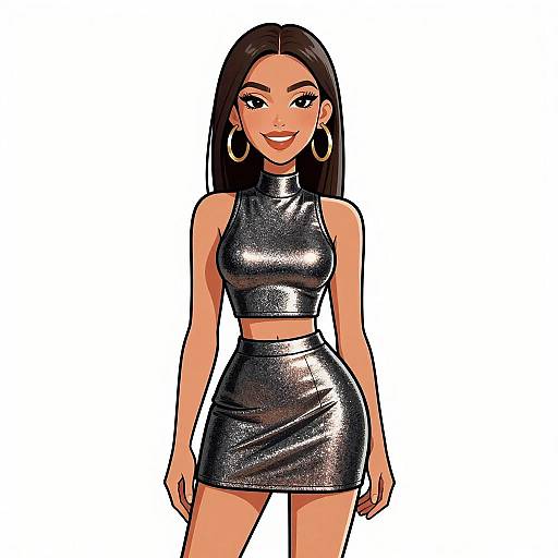 Glamorous Woman in Metallic Outfit