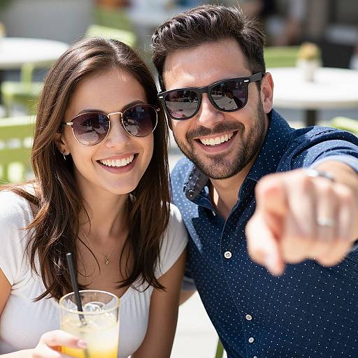 Sunny Smiling Couple Outdoor Selfie