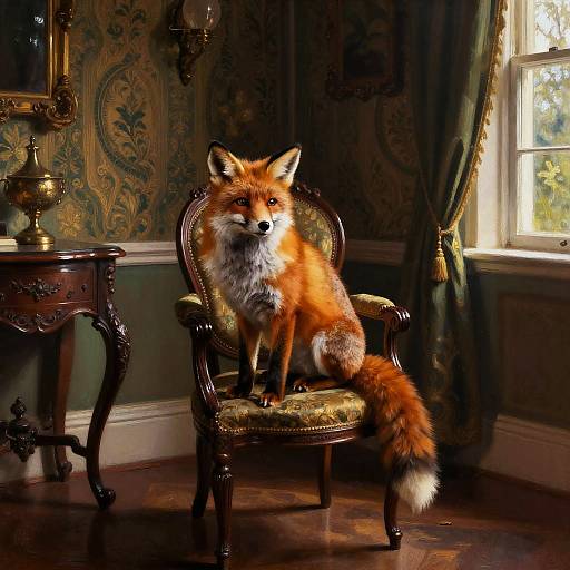 Fox in Victorian Vintage Room