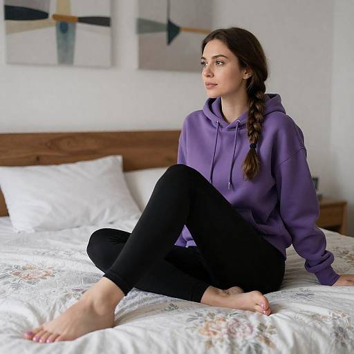 Serene Woman in Cozy Bedroom Setting