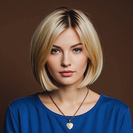Blonde Woman with Bob Wig and Necklace