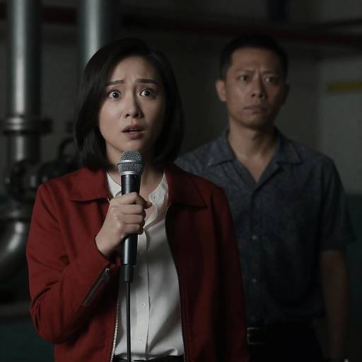 Concerned Woman Speaking with Man in Industrial Setting