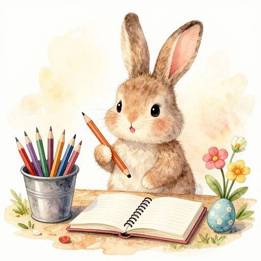Easter Bunny with Art Supplies