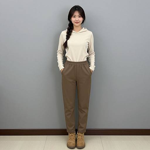 Realistic Casual Girl in Braided Hairstyle