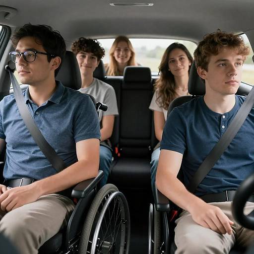 Joyful Journey: Six Friends in a Car