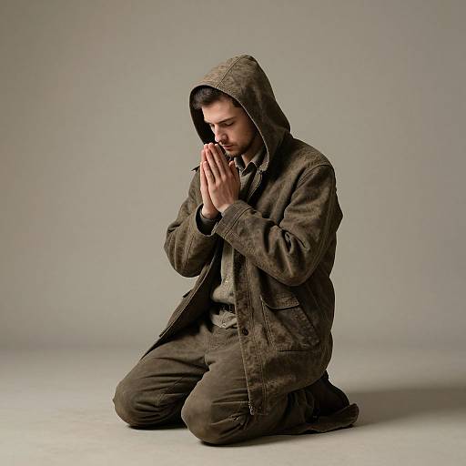 Man Kneeling in Prayerful Reverence