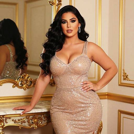 Glamorous Curvy Woman in Sparkly Dress