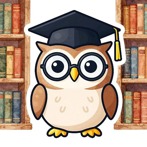 Wise Owl Mascot in Vintage Library