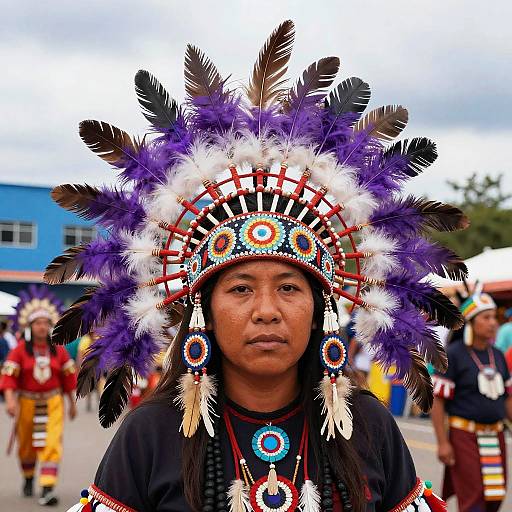 Vibrant Native American Feathered Costume