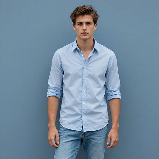 Stylish Young Man in Light Blue Attire